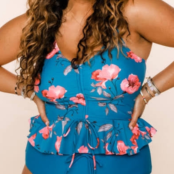 Coral Reef Blue Floral Bikini 2pc Swimsuit NEW - Picture 5 of 6